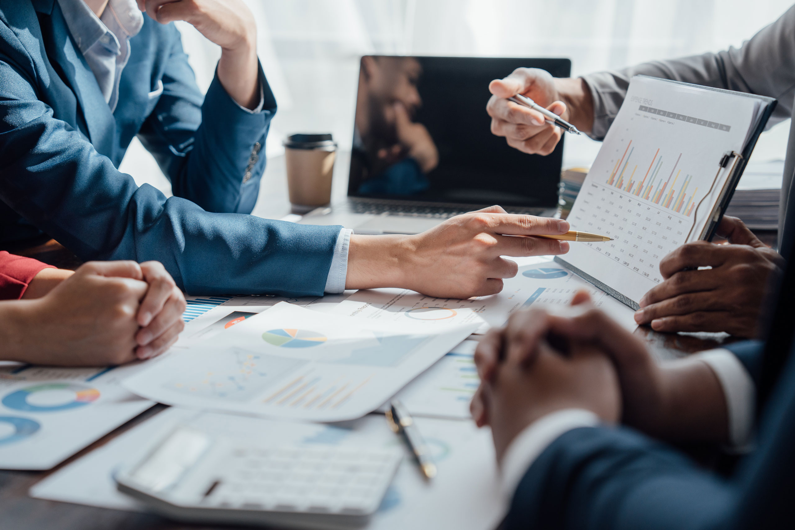 Managers meeting to planning and checking document, investigation